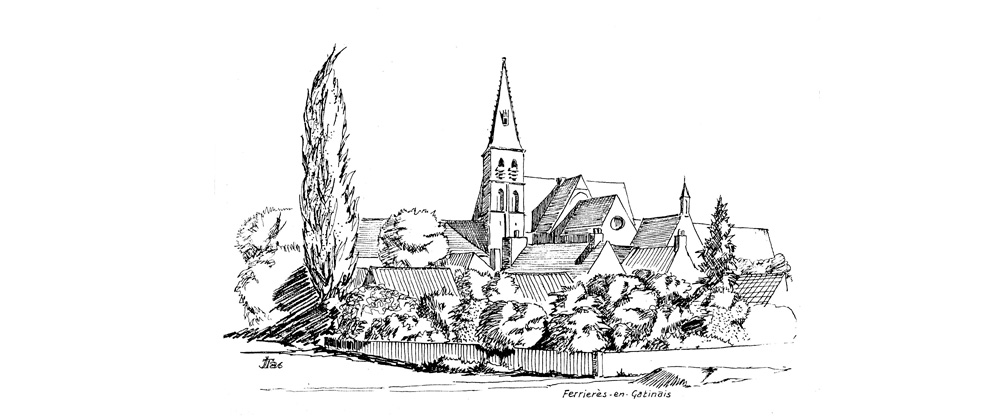 Vue générale de Ferrières dessinée par John Terry